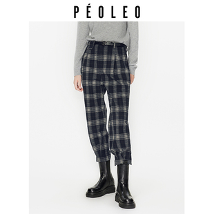 显瘦萝卜裤 冬季 飘蕾复古格子裤 通勤简约设计长裤 清仓直降