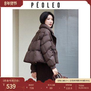 飘蕾咖色立领短款羽绒外套2025年冬季新款韩版时尚显瘦保暖面包服