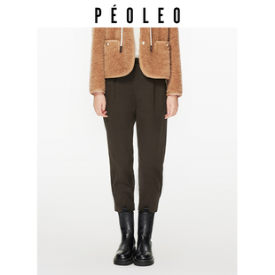 收脚裤 冬季 飘蕾咖啡色萝卜裤 显瘦遮胯通勤休闲裤 清仓直降