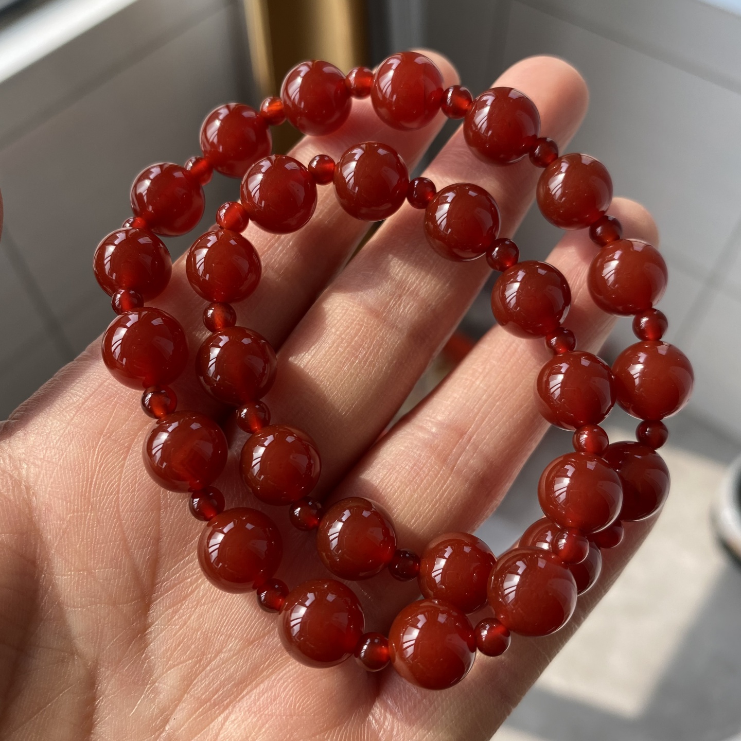 妍妍赵露思同款红玛瑙手串双圈