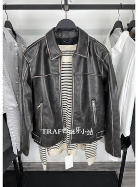 Z秋季新品 5320403 男装 复古仿皮皮衣水洗效果夹克外套 5320/403