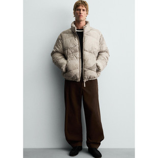 Z 冬季新款 男装 休闲宽松抽象印花立领棉衣保暖棉服外套 3833450