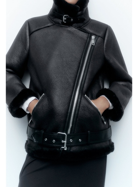 Z 2025秋冬新品 皮毛一体拼接机车款夹克女皮衣外套 A 2969/241