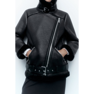 2025秋冬新品 2969 皮毛一体拼接机车款 241 夹克女皮衣外套