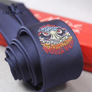 UOMO时尚 窄版 个性 礼盒装 领带 鹰头标记商务休闲男士 CREAZIONI