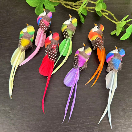 仿真小鸟摆盘花草羽毛鸟装饰多彩泡沫小鸟盘饰配件摆花创意摆盘