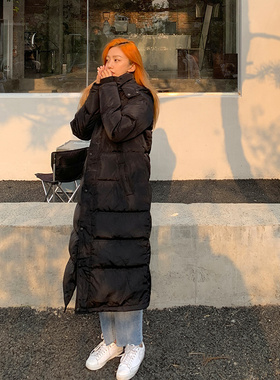 Dizz黑色长款反季羽绒服女款2025年新款冬季韩版过膝白鸭绒加厚潮