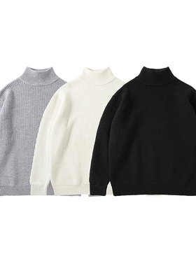 Semin Pure 宽松套头打底毛衣男女外穿内搭日系半高领纯色 黑白灰