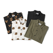 夏威夷Aloha风 忧郁猫印花休闲 短袖 PRAGMATY 衬衫 情侣