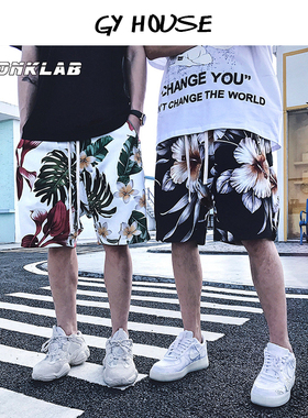 帅爆 CONKLAB 18ss 花卉迷彩碎花 嘻哈宽松舒适运动短裤沙滩裤