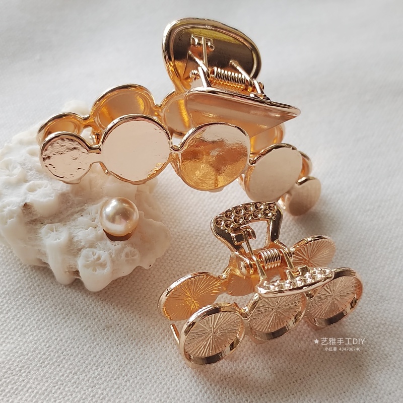 DIY贴皮五金发抓发爪滴胶螺钿掐丝珐琅制作底胚发夹合金饰品配件