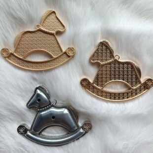 新中式宋锦diy手工新摇摇马吊坠空托挂件贴布饰品配件底胚10个