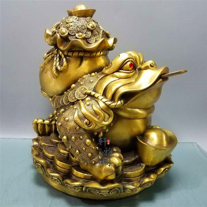 纯铜金蟾摆件黄金袋蟾蜍王财源滚滚金蝉家居饰品办公室开业礼品