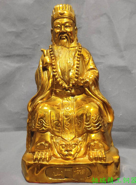 纯铜山神摆件财神爷铜像铜土地爷文财神像山神爷家居桌面客厅装饰