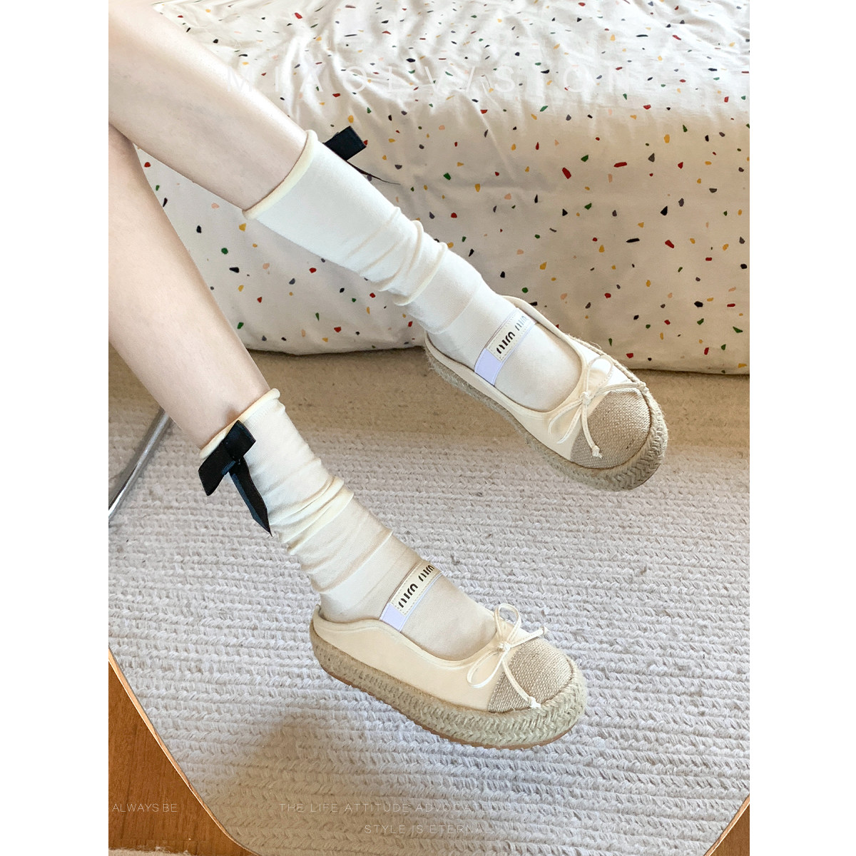 「妙侣」草帽少女~蝴蝶编织包头凉鞋女夏季外穿凉拖鞋厚底半拖鞋