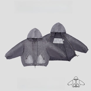 百搭休闲连帽卫衣做旧外套366 时尚 50170 新款