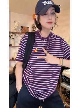 50611 - 新款时尚百搭休闲条纹圆领短袖T恤12.29