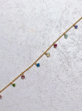 天然彩色多宝算盘珠14k包金手链