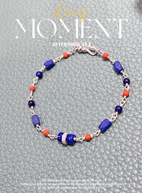 天然青金石925银手工绕线手链