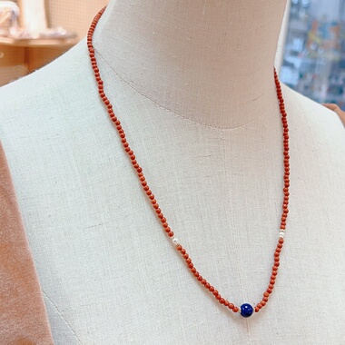 天然南红小米珠新中式长款项链