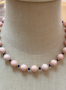 天然女王贝浅粉圆珠项链10mm