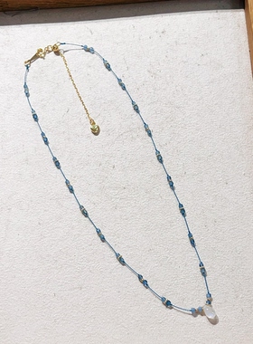 法式天然蓝月光石水滴项链女款