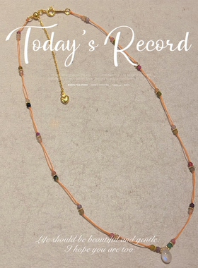 法式天然蓝月光水滴吊坠锁骨链