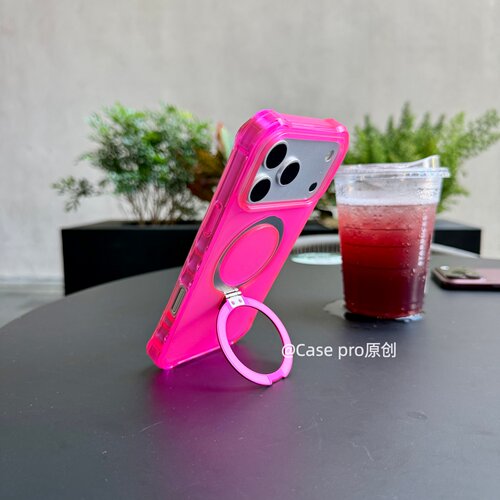 磁吸 玫红色iPhone18promax手机壳支架金属适用苹果18pro女保护套17 pro max全包硅胶软边四角气囊防摔123456