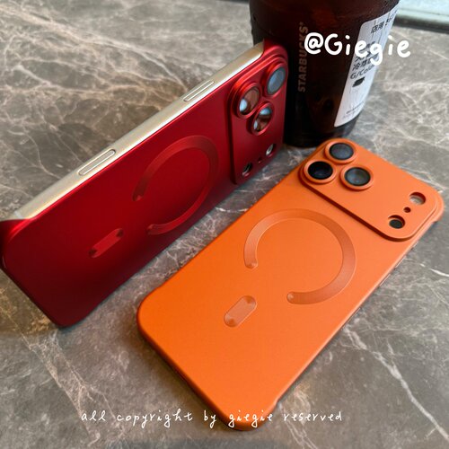 橙色 无边框iPhone17promax手机壳磁吸适用苹果air超薄保护套16 plus男女新款15pro/14散热13裸机磨砂硬壳红