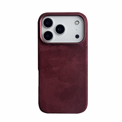 翻毛皮 iPhone18 pro max手机壳酒红色适用苹果18pro防指纹保护套17promax磁吸金属按键镜头圈16/15/14新款