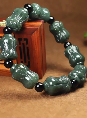 和田玉手链青玉白菜手链男女款手链和田青玉手串百财玉手串