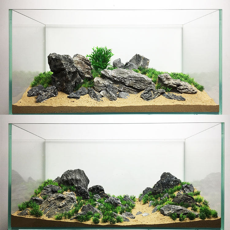 青龙石造景套餐客厅生态鱼缸水草缸超白缸水陆缸鱼缸造景免换水