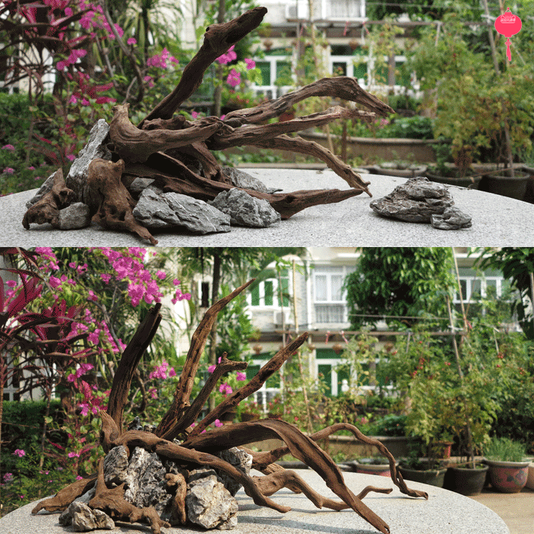 鱼缸装饰 沉木套餐鱼缸水族天然紫柚乌龟晒台躲避摆件免煮