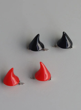 恶魔角发夹鹿角发卡边夹红色夹子小恶魔cos万圣节装配饰犄角头饰