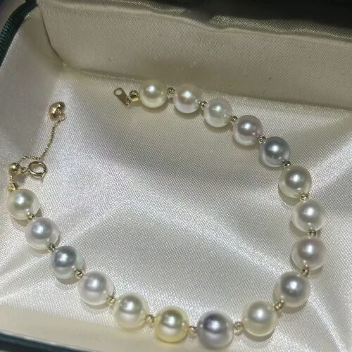 18K 海水akoya糖果色珍珠爆闪手链