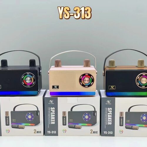 YS-313 K歌蓝牙音箱手提户外便携式无线麦克风RGB音响家庭KTV音响
