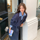 韩系学院风休闲运动套装裙女2025春秋新款假两件上衣半身裙两件套，女装套装/套裙，2D107
