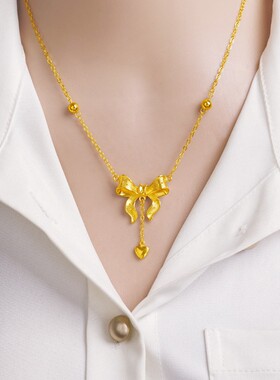 镀金蝴蝶结女士在逃公主项链