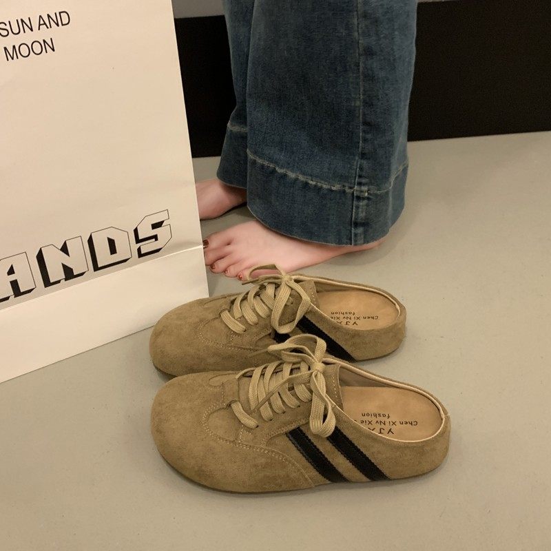 2025年夏季新款百搭系带包头拖少女粉配裙子外穿平底德训鞋懒人鞋,女鞋,包头拖,淘宝优惠券,粉丝福利购,淘宝优惠卷