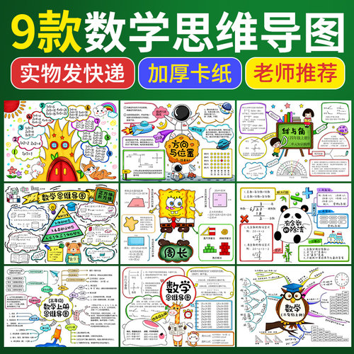 数学小报思维导图半成品线稿