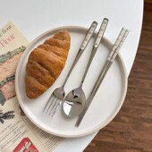 ins风304不锈钢便携筷子勺子叉子套装 学生上班一人食餐具收纳家用