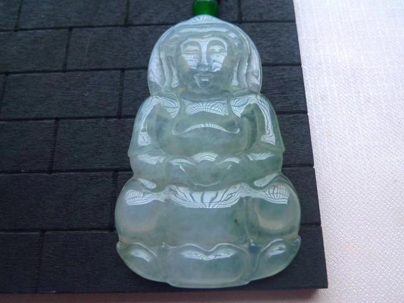 天然翡翠a货 揭阳阳美冰种透光雕刻精致观音玉石珠宝挂件吊坠