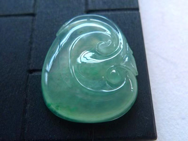 天然翡翠a货 玉石冰种足种透光起胶饱满如意揭阳阳美玉器玉坠吊坠