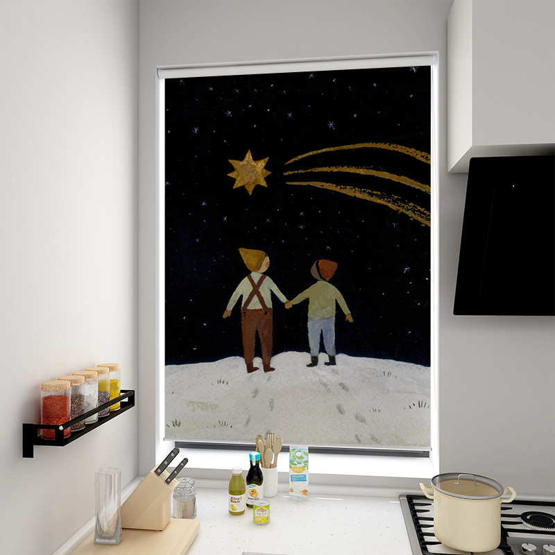 卷帘免打孔安装厨房窗帘拉卷式窗户遮挡阳光防晒升降手拉卫生间