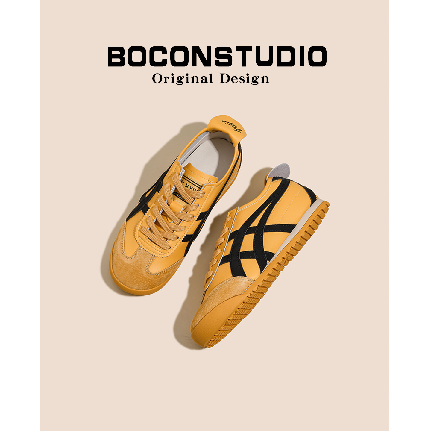 真皮复古黄色德训鞋女2026春季新款百搭内增高阿甘鞋运动休闲鞋子