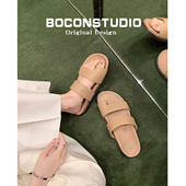 踩屎感 子 凉拖夹趾凉鞋 row风套趾厚底拖鞋 女夏外穿真皮一字带女式