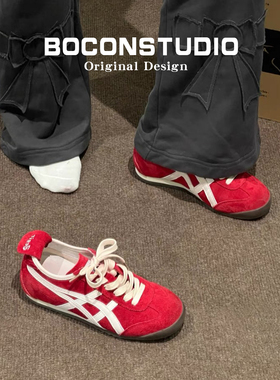 真皮版！复古红色德训鞋女2026春秋新款美式运动鞋内增高阿甘鞋子