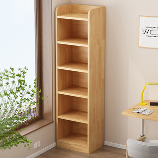 书架落地置物架客厅一体靠墙墙边窄柜多层收纳储物柜儿童实木书柜