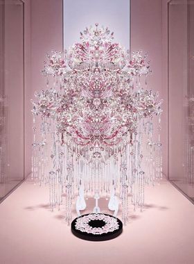 钢达鎏银凤冠大粉黛银色金属拼图立体diy手工头饰摆件七夕礼物女