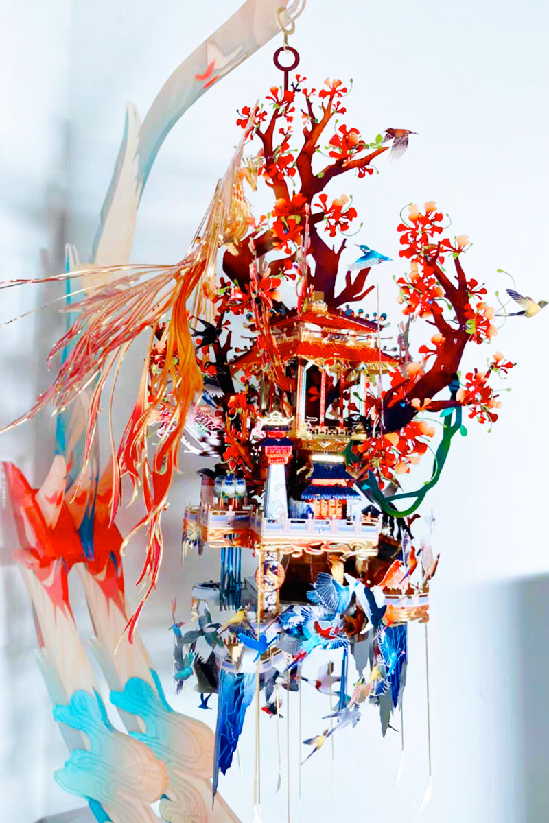 艺模 百鸟朝凤3d立体拼图金属拼装模型成年减压diy手工礼物送女友